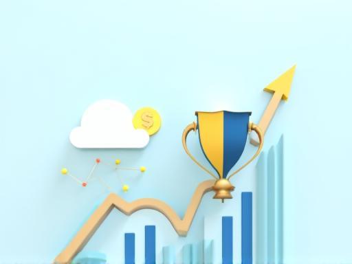 Illustrative graphic showing financial charts and growth symbols